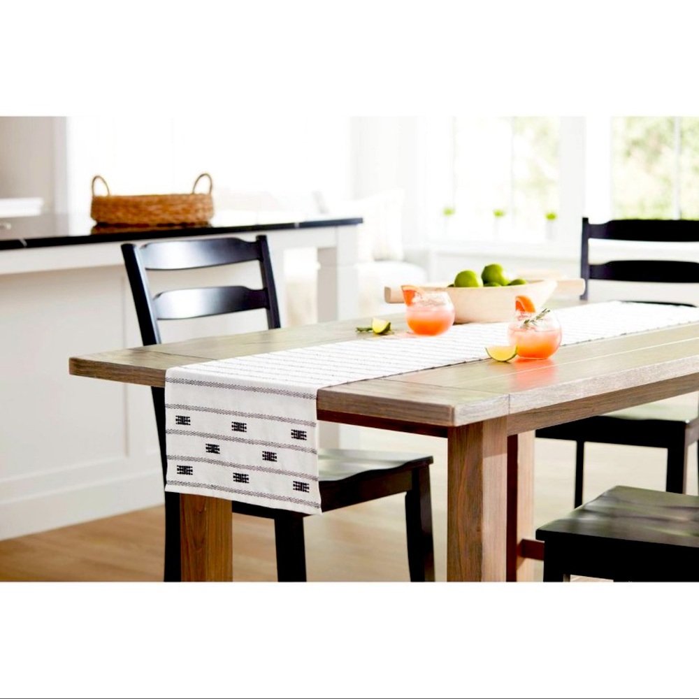 Threshold™  72" × 14" Cotton Global Table Runner Black/ White